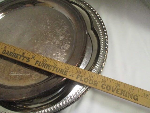 Five Round Silverplated Serving Trays - 7