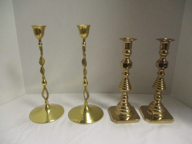 Pair of Baldwin Brass Candle Sticks and Pair of Anthropologie Brass Candle Sticks (1 of 11)