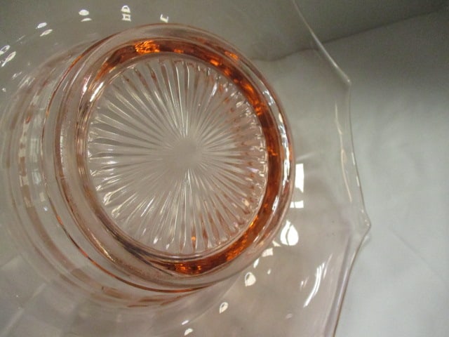 Vintage Pink Depression Glass Waterfall Edge Console Bowl - 4