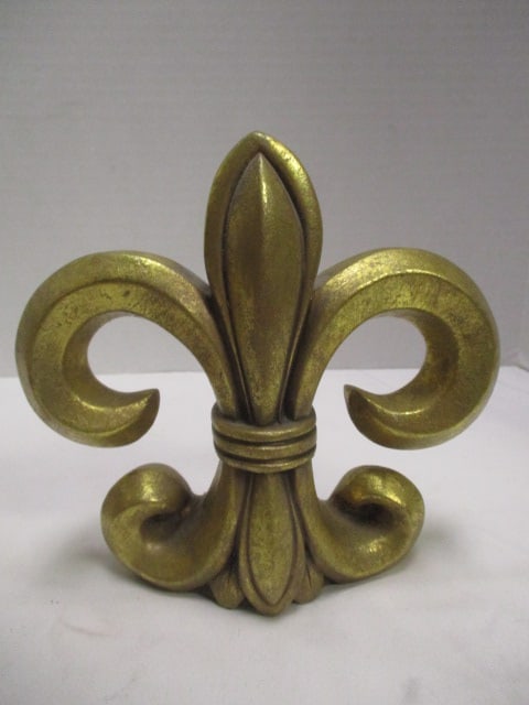 Pair of Gold Gilt House Parts Sculpted Fleur-de-Lis Bookends - 2