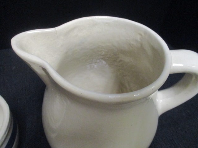 Robinson Ransbottom Pottery Co. of Roseville, Ohio Blue Stripe Stoneware Pitcher Cups - 3