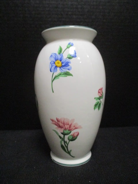 Tiffany & Co. Hand Decorated Ceramic Vase: 9 1/4"h, marked in blue under glaze Tiffany & Co., some crazing