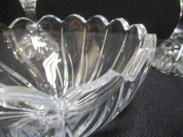 Pair of Crystal Candlesticks and Bonbon Bowl - 3