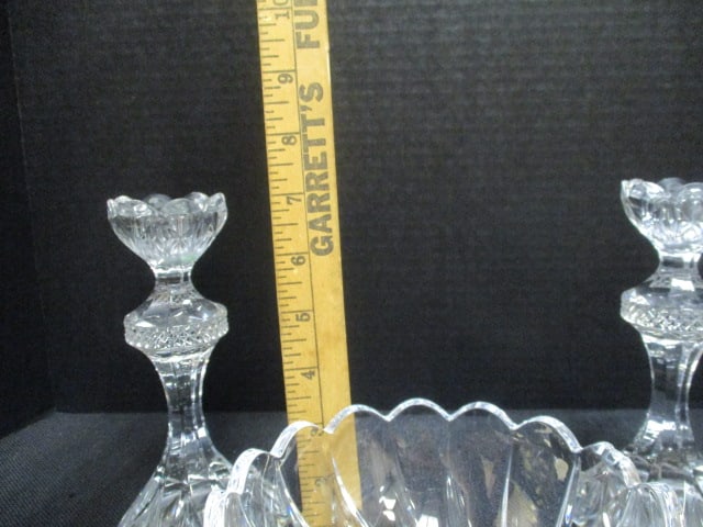 Pair of Crystal Candlesticks and Bonbon Bowl - 6