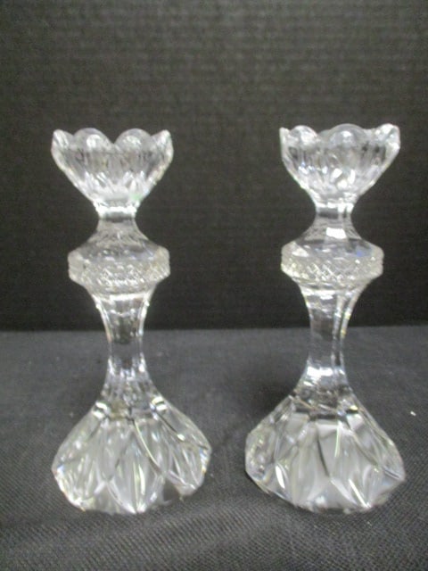 Pair of Crystal Candlesticks and Bonbon Bowl - 7