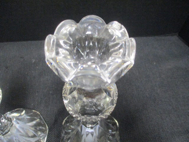 Pair of Crystal Candlesticks and Bonbon Bowl - 8