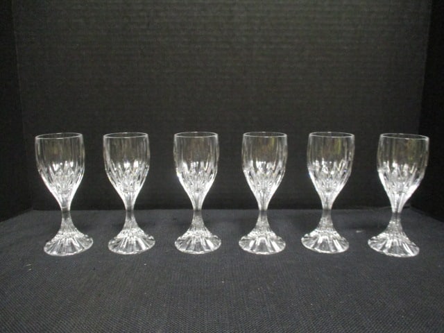 Six Crystal Sherry Stems: 5"h