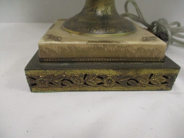 Vintage Handpainted Flower Garland Design Porcelain Urn Table Lamp - 7