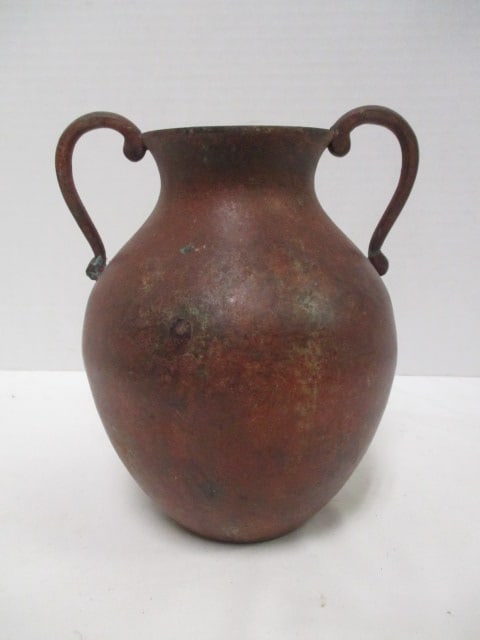 Aged Patina Finish Two Handled Urn Vase (1 of 5)