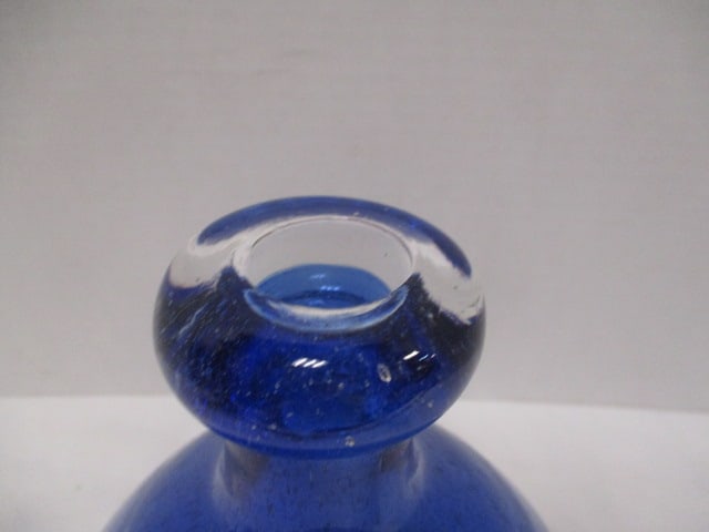 Hand Blown Cobalt Blue Bottle Vase - 2