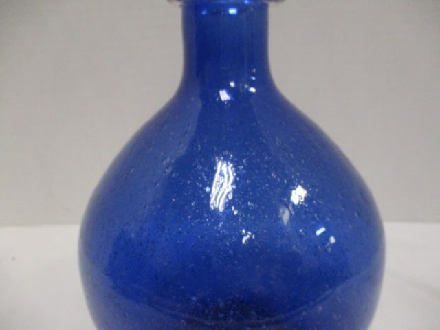 Hand Blown Cobalt Blue Bottle Vase - 3