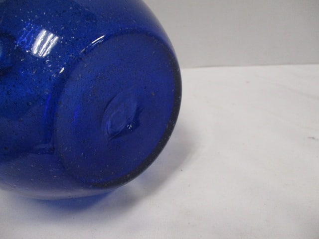 Hand Blown Cobalt Blue Bottle Vase - 4