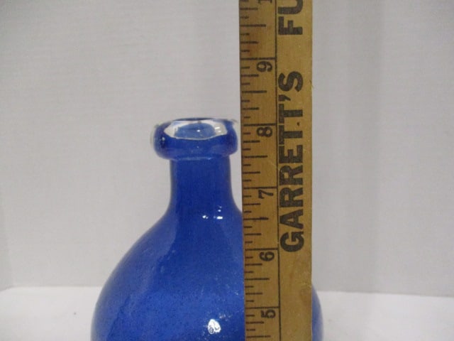 Hand Blown Cobalt Blue Bottle Vase - 5