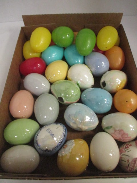 Grouping of Ceramic and Plastic Eggs: .