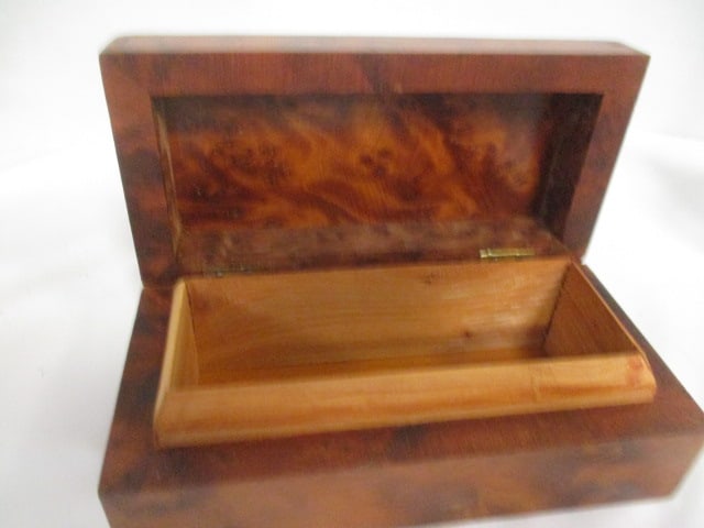Lenox Porcelain Bud Vase, Pottery Photo Frame, Handpainted Hand Fan and Burlwood Box - 5