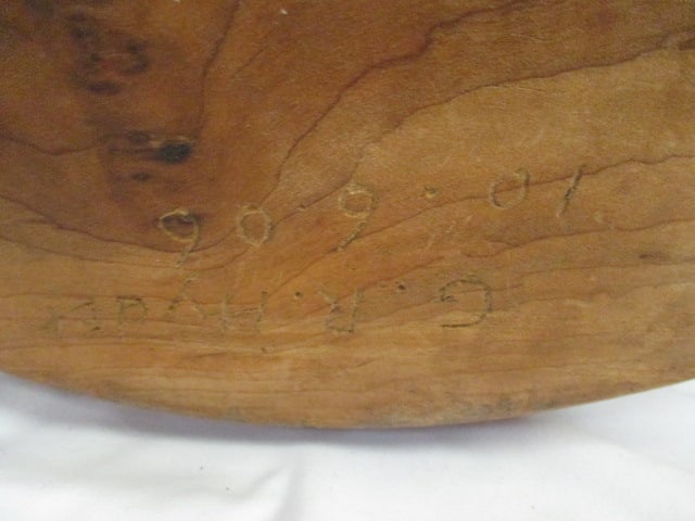Large G.R. Hyder Signed and Dated Hand Hewn Wood Bowl - 7