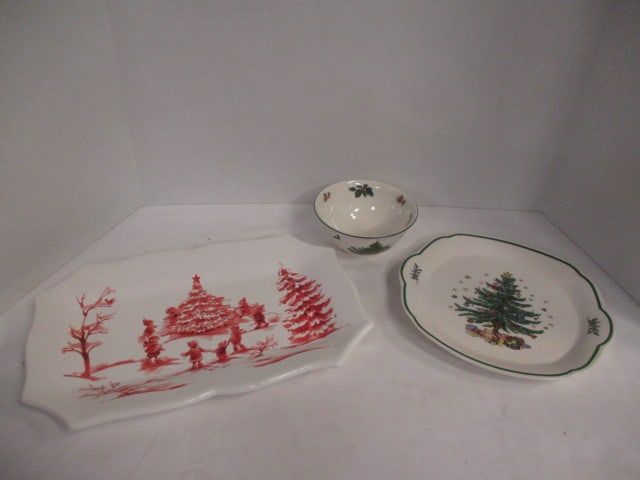 Sur La Table Holiday Tray, Nikko Tab Handle Christmas Tree Tray and Mikasa (1 of 11)