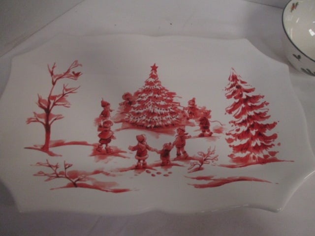 Sur La Table Holiday Tray, Nikko Tab Handle Christmas Tree Tray and Mikasa - 2