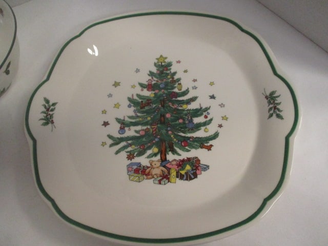 Sur La Table Holiday Tray, Nikko Tab Handle Christmas Tree Tray and Mikasa - 6