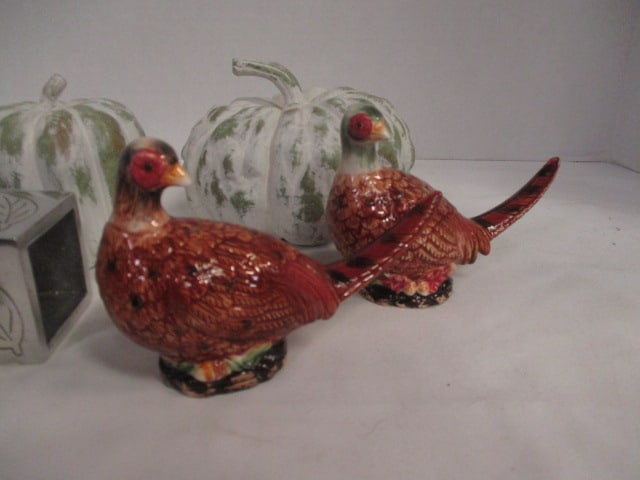 Set of 8 Cast Aluminum Napkin Rings with Leaf Motif, Pheasant Shakers and - 3