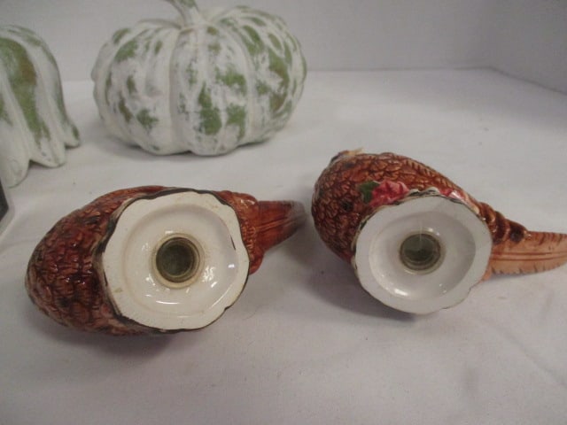 Set of 8 Cast Aluminum Napkin Rings with Leaf Motif, Pheasant Shakers and - 4