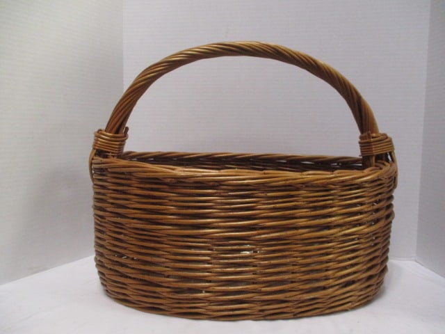 Woven Wicker Handled Basket with Plastic Liner (1 of 7)