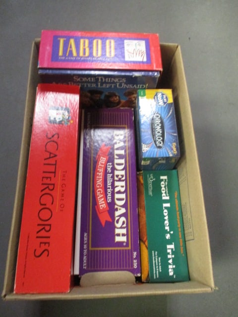 Five Board Games: Taboo, Scattergories, Balderdash, Chronology and Food Lover's Trivia. Local Pickup Only