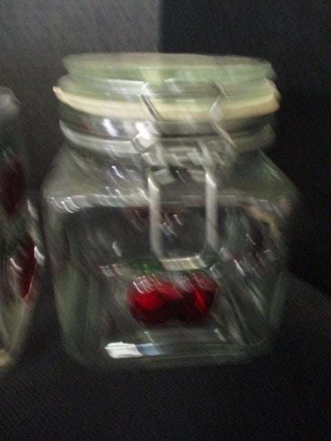 4 Piece Glass Lock Lid Canister Set with Raised Cherry Design - 5
