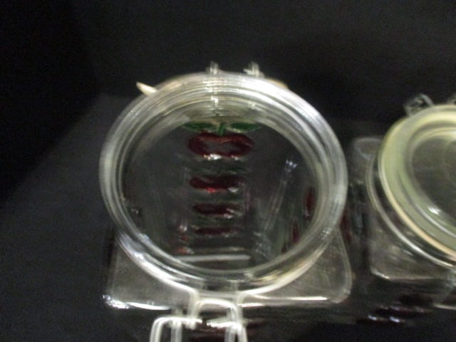 4 Piece Glass Lock Lid Canister Set with Raised Cherry Design - 6