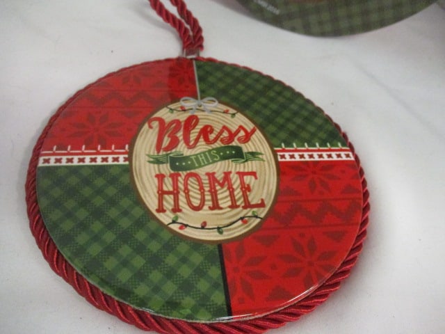 MSI Holiday "Bless this Home" Cookie Tin, Trivet and Melamine Serving Tray - 2