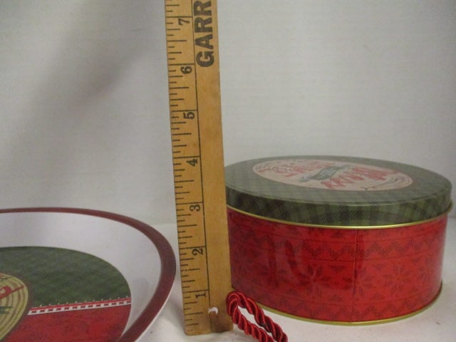 MSI Holiday "Bless this Home" Cookie Tin, Trivet and Melamine Serving Tray - 9