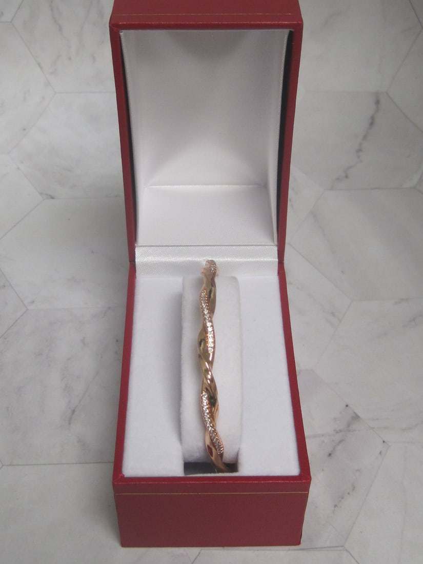 Rose Gold Moissanite Cuff Bracelet: In original box