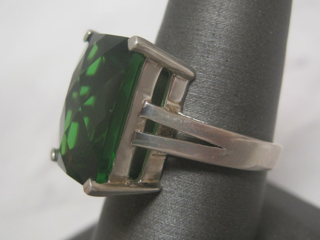 Sterling Silver Ring with Green Stone - 2