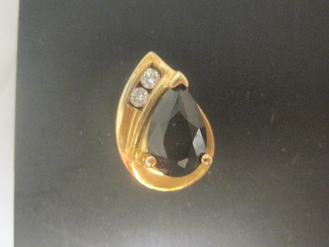 10k Gold Garnet & Diamond Pierced Earrings - 2