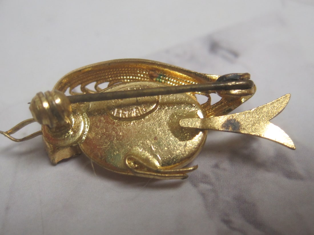 Antique Western Germany Jelly Belly Bird Brooch - 3