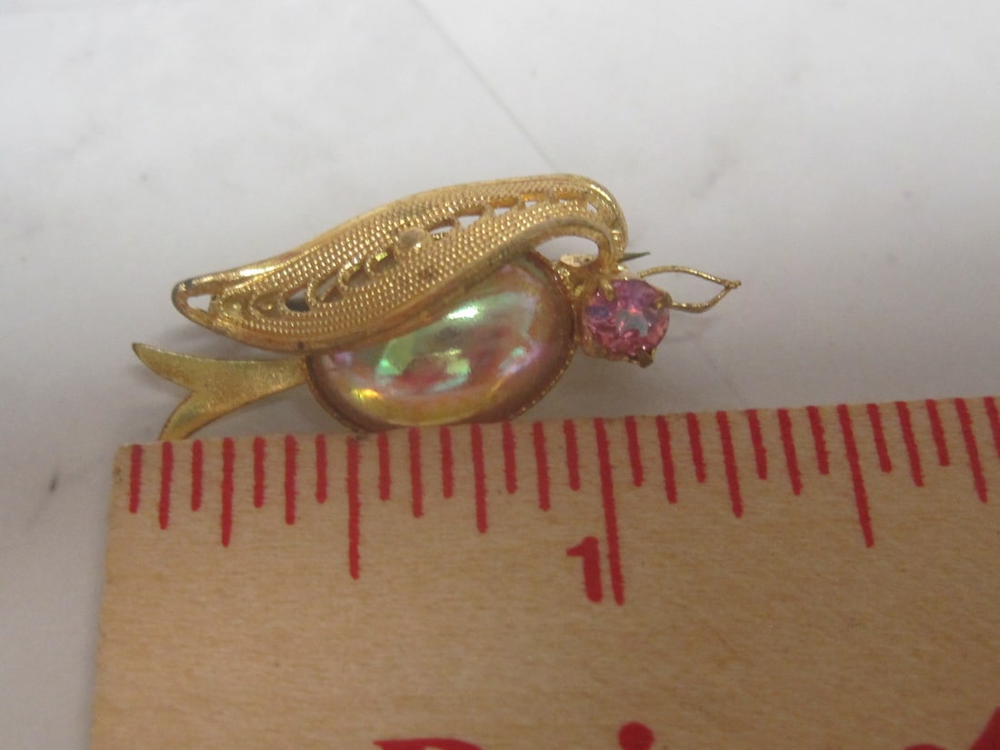 Antique Western Germany Jelly Belly Bird Brooch - 4