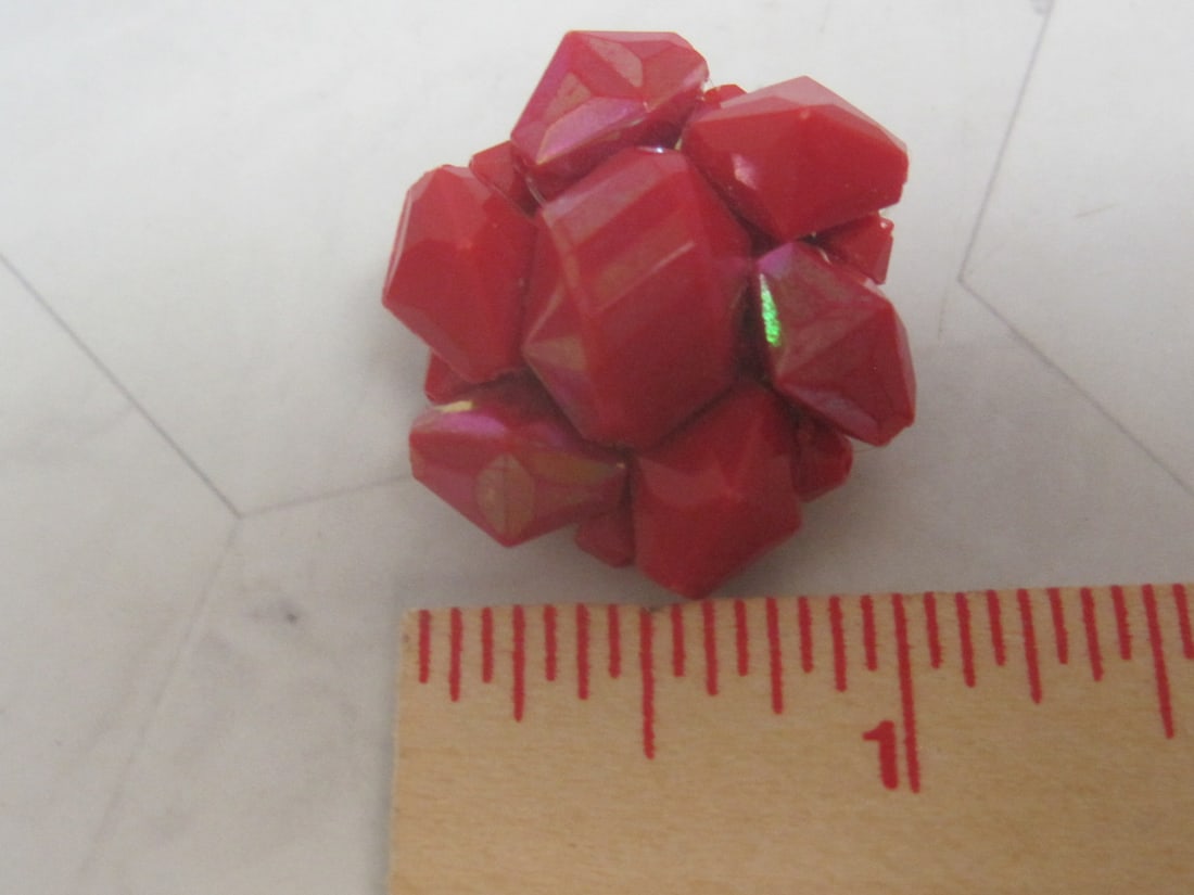 Vintage West Germany Red Beaded Clip Earrings - 4