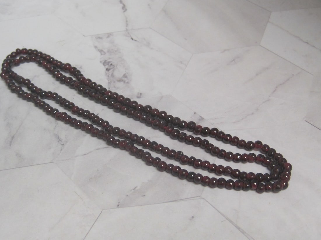 28" Garnet Bead Necklace - 3