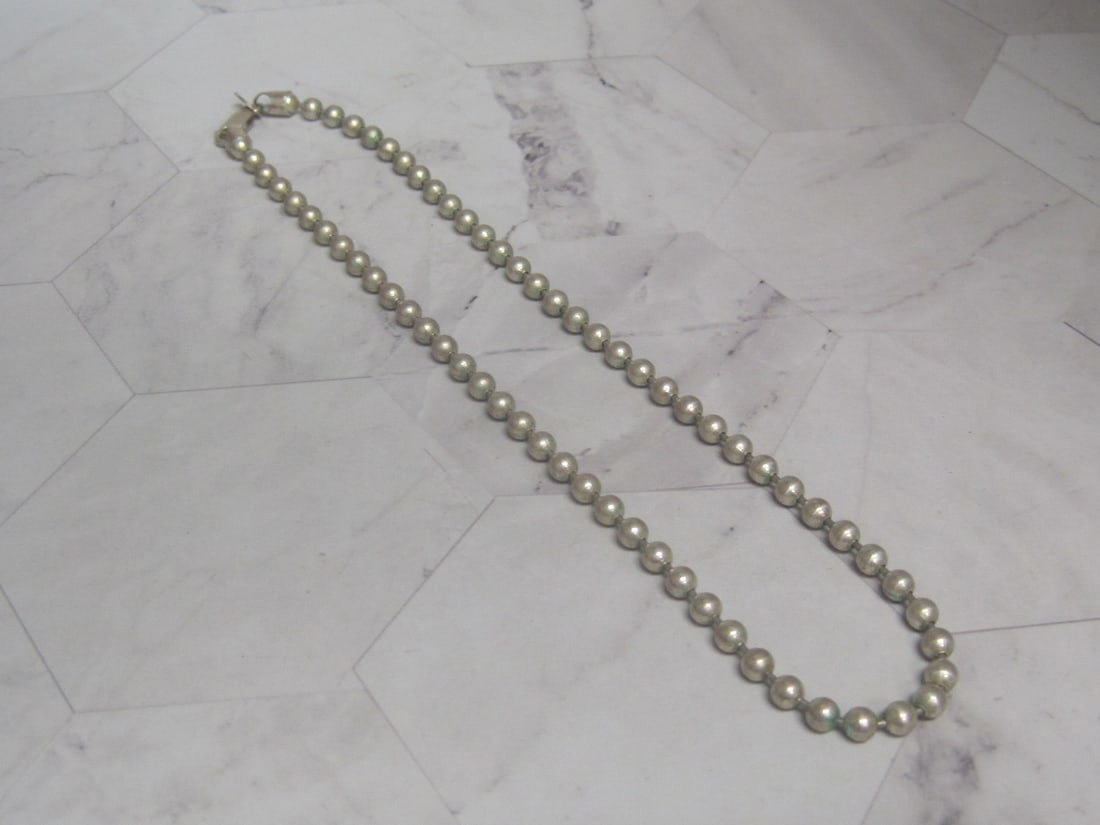 18" Sterling Silver Stephani St. Jacques Beaded Necklace: Weighs 27.5 grams