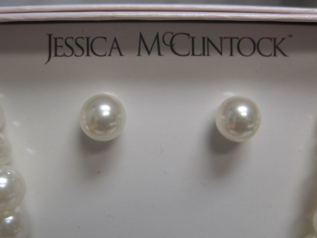 Jessica McClintock Faux Pearl Necklace & Earrings Set - 3