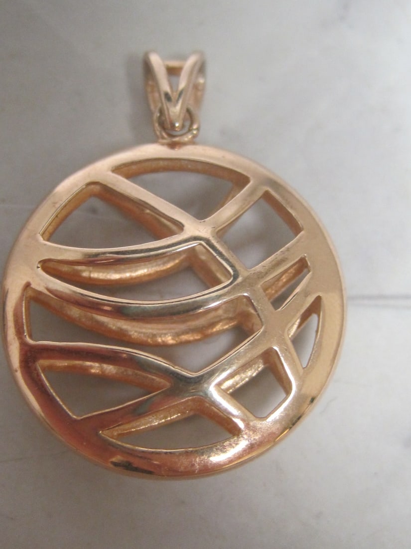 Sterling Silver Rose Gold-plated Round Pendant with Brown & Clear Crystals - 4