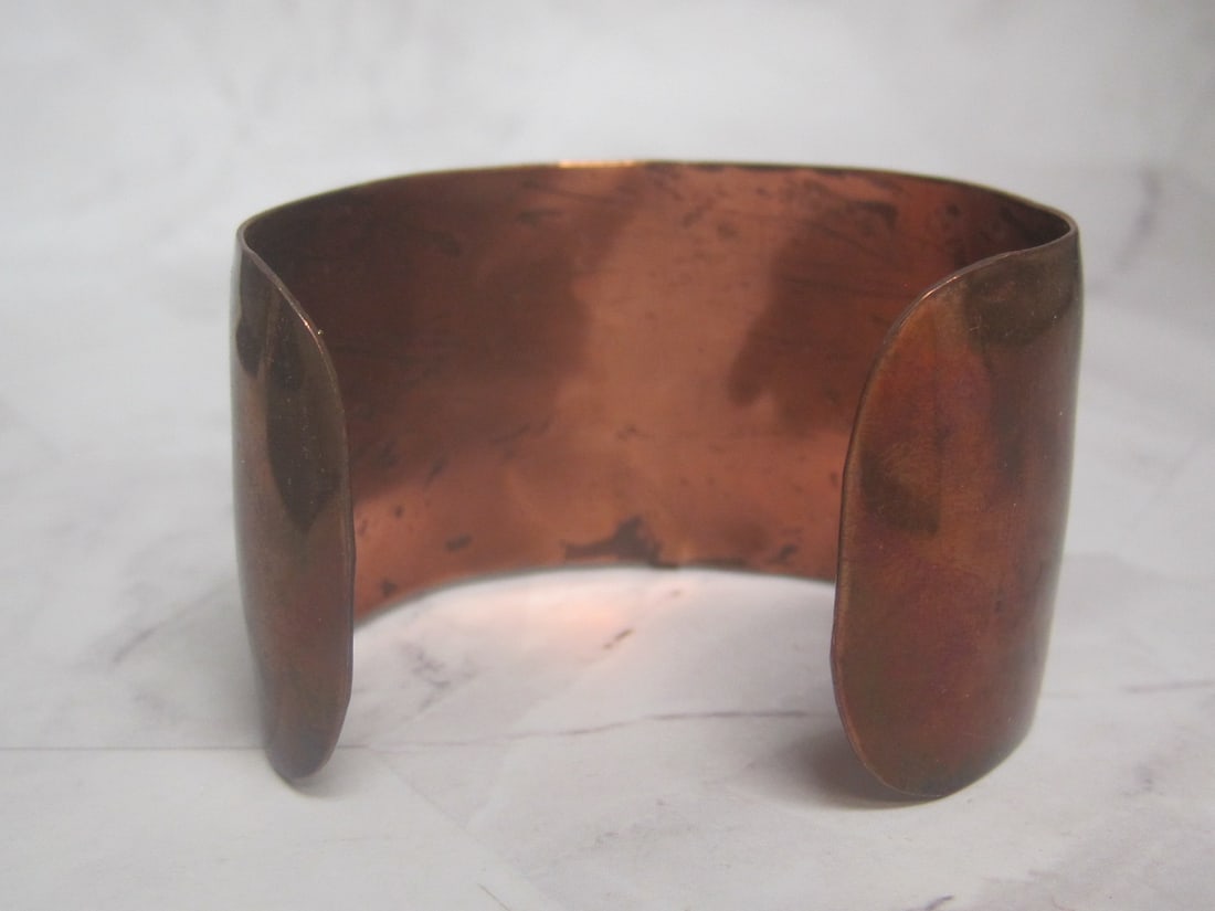 Vintage Southwestern Copper, Brass, & Abalone Cuff Bracelet - 3