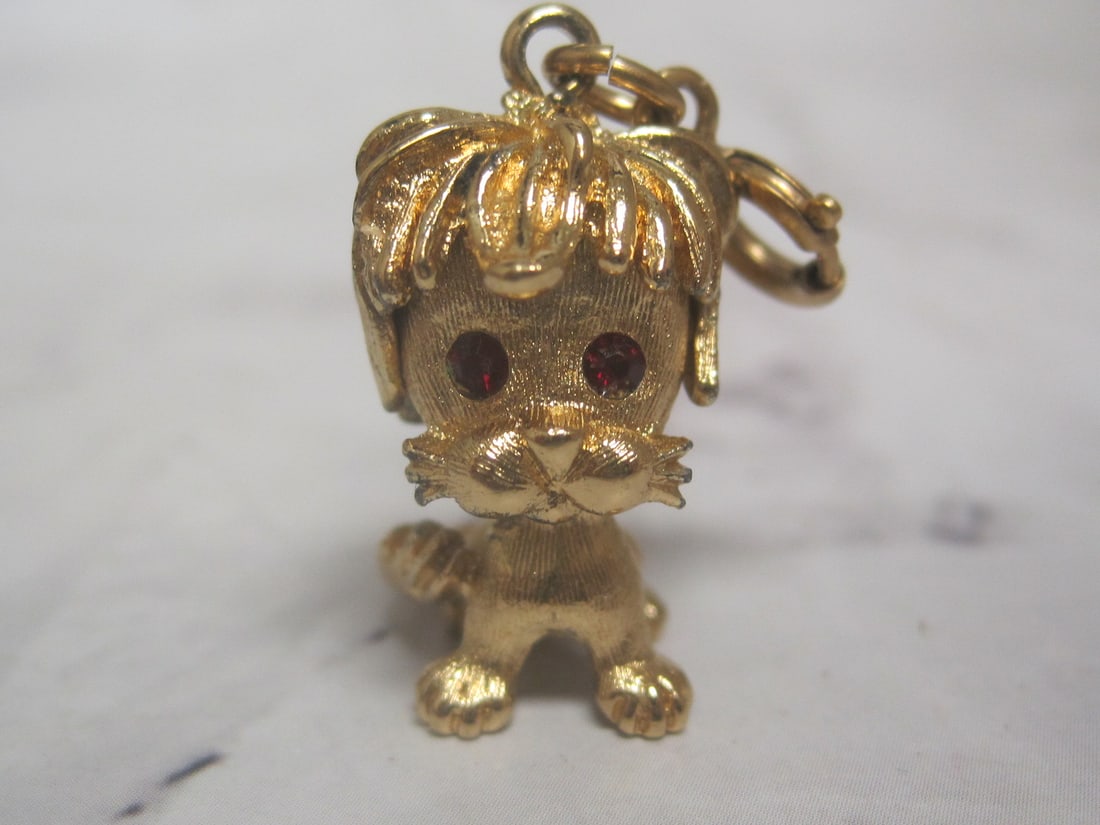 Vintage 1960's Monet Goldtone Lion Cub Charm: Signed