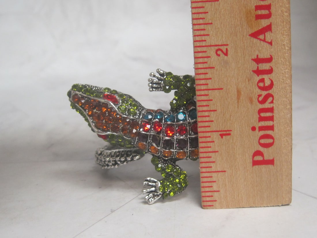 Multi-Rhinestone Alligator Hinged Cuff Bracelet - 5