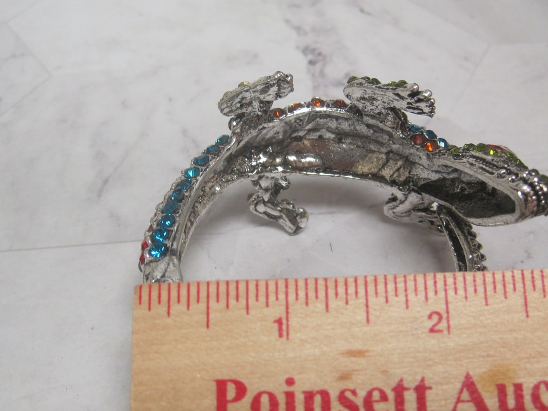 Multi-Rhinestone Alligator Hinged Cuff Bracelet - 6