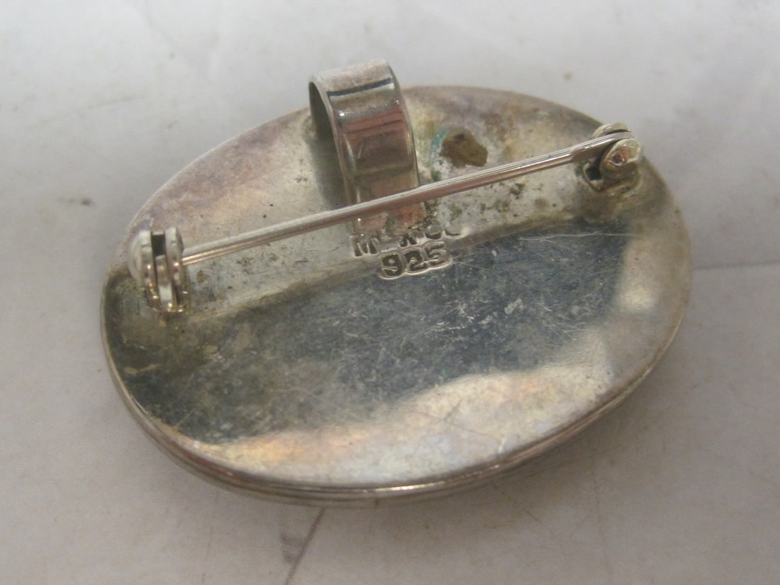 Sterling Silver Onyx Brooch/Pendant - 2