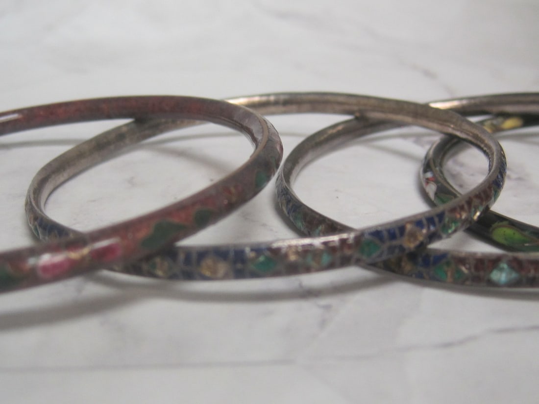 Lot of 5 Cloisonne Bangle Bracelets - 3