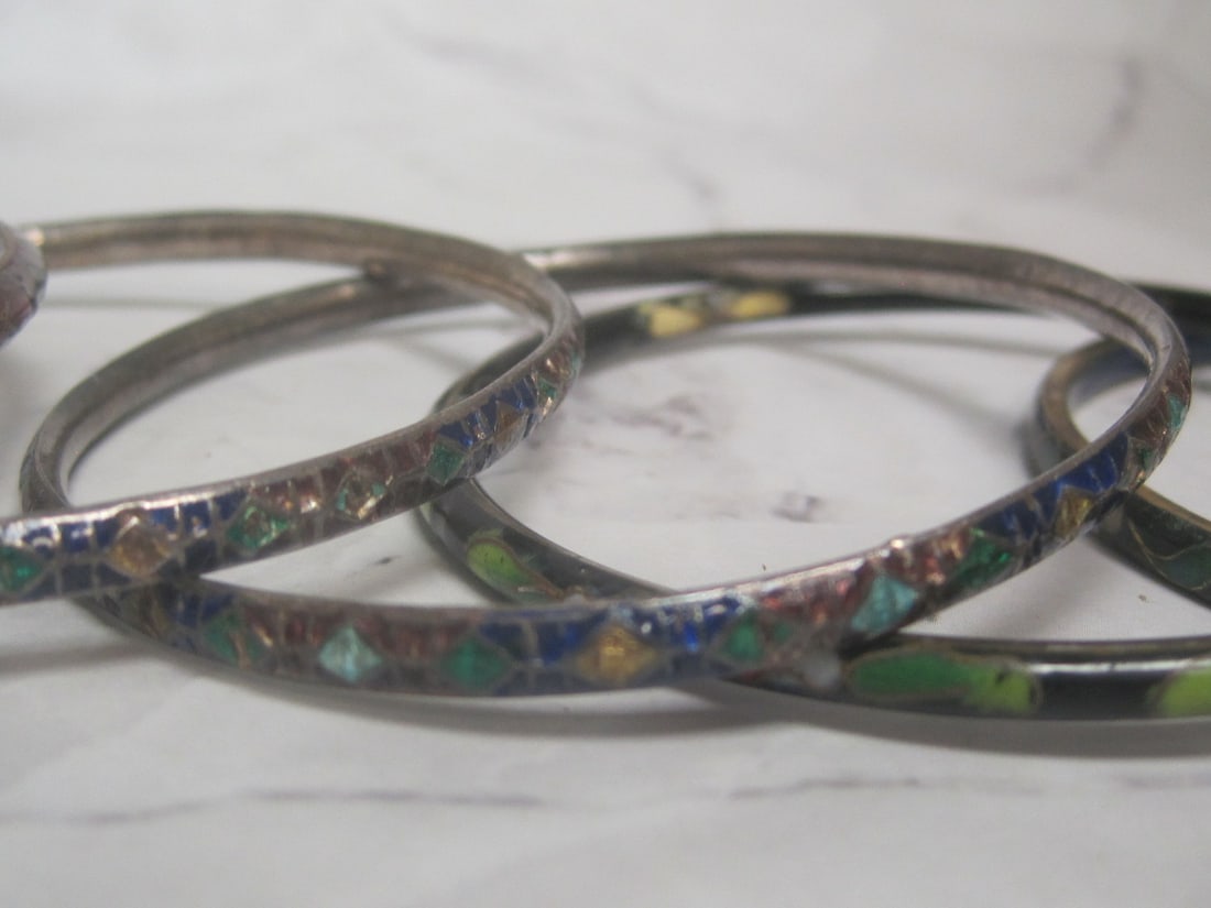 Lot of 5 Cloisonne Bangle Bracelets - 4