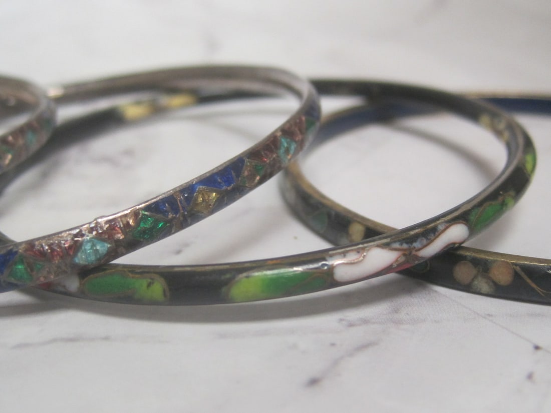 Lot of 5 Cloisonne Bangle Bracelets - 5