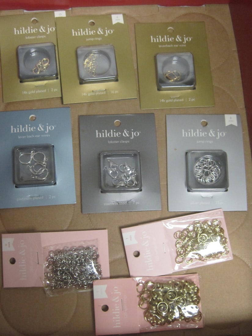 Hildie & Jo Clasps, Wires, & Jump Rings: 14k Gold plated, sterling silver plated, platinum plated. New in packs